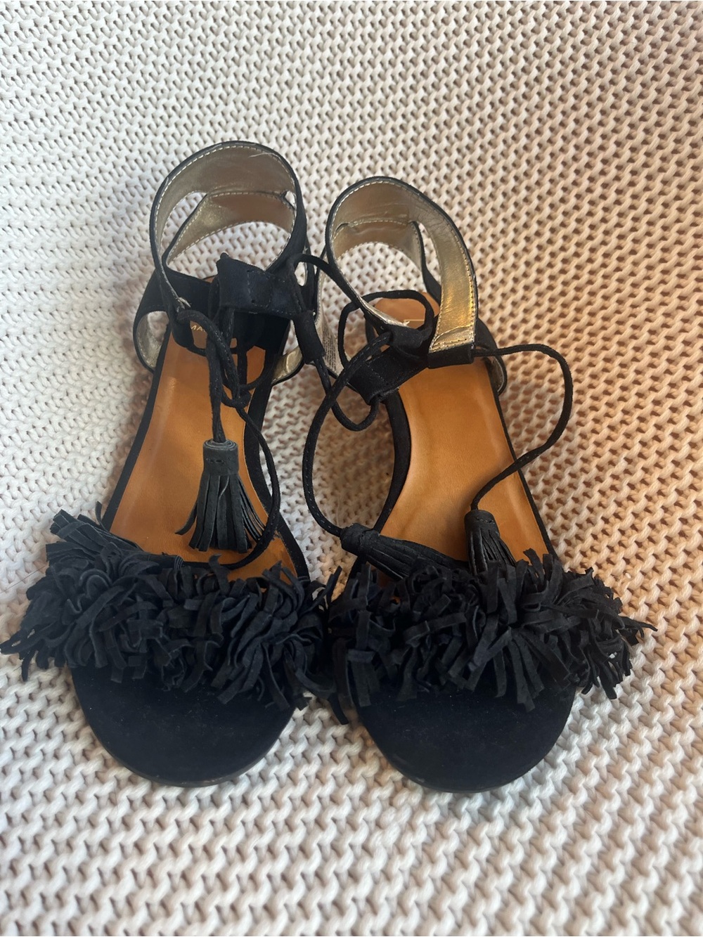 Material Girl Black Fringe Leather Shoes